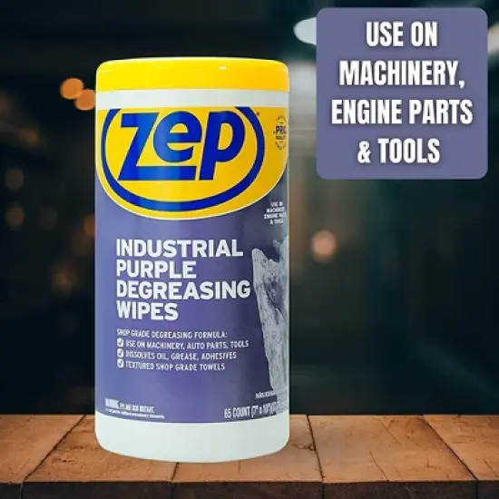 ZEP Industrial Purple Heavy-Duty Degreasing Wipes (65 Wipes per Canister) image {7}