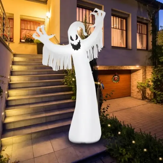 Tangkula Halloween Decoration 12FT Inflatable Blow Up Ghost With LED Lights Outdoor Yard image {3}