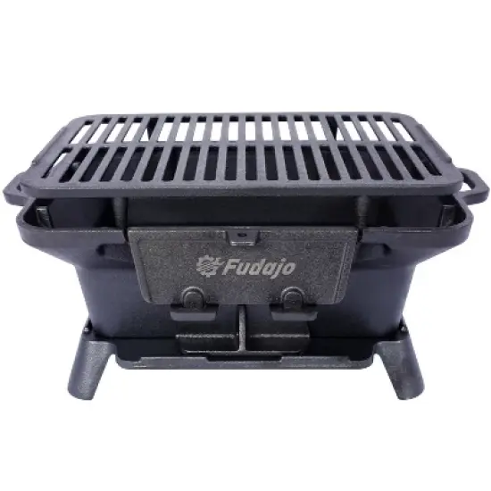 KTMBDW Large Hibachi Grill Outdoor, Portable Charcoal Grill and Tabletop Cast Iron Skillet, 100% Cast Iron, Durable, Camping Grill Grate image {7}