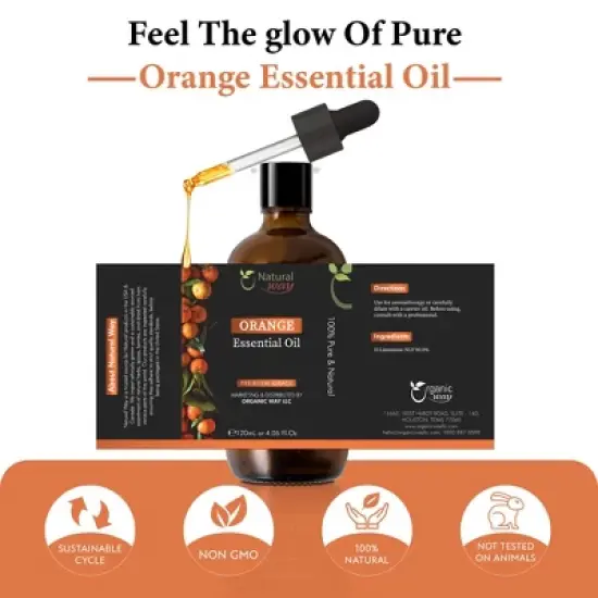 Orange Essential Oil | Premium Grade Essential Oils for Hair Care, Oil for Skin, Aromatherapy, & Diffuser | Essential Oil for Skin | 4 Fl Oz (120 mL) image {4}