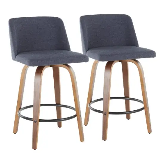 Set of 2 Toriano Mid-Century Modern Counter Height Barstools - LumiSource image {8}