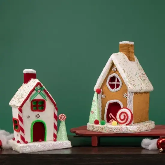 Northlight Gingerbread Glitter Candy House Christmas Decoration - 13" image {1}