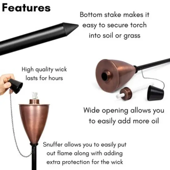 BirdRock Home 4-Pack Outdoor Wide Conical Torches - Bronze image {5}