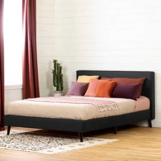 Queen Sazena Upholstered Complete Bed Charcoal Gray - South Shore image {1}
