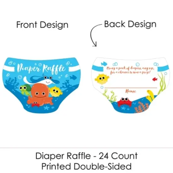 Big Dot of Happiness Under The Sea Critters - Diaper Shaped Raffle Ticket Inserts - Baby Shower Activities - Diaper Raffle Game - Set of 24 image {1}