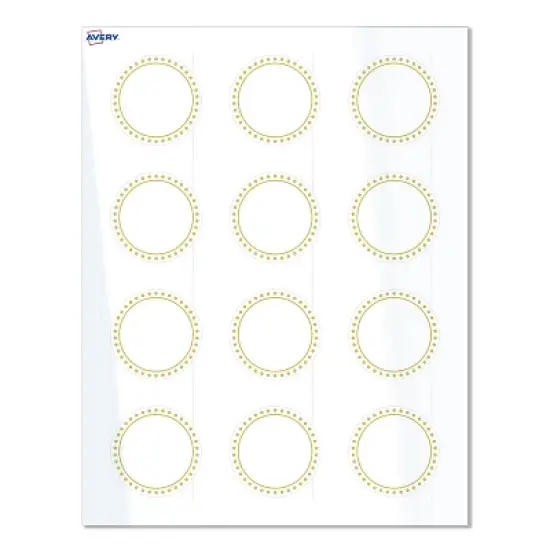 Avery Labels, 2" Diameter, Glossy White, Gold Border w/ Gold Dots, 120ct image {8}