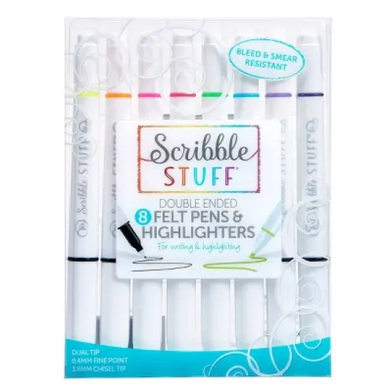Scribble Stuff 8ct Doubled Ended Highlighter Marker/Fine Tip Pen image {9}