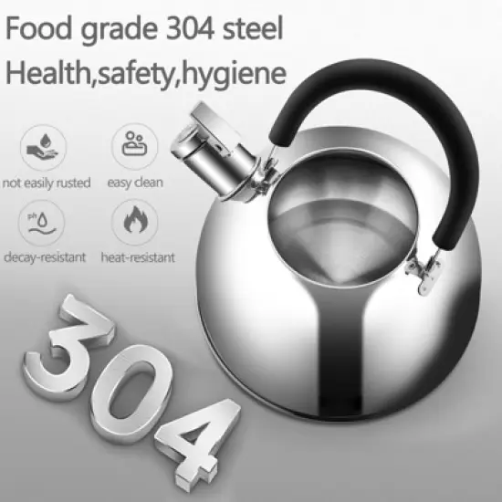 Itopfox 304 Stainless Steel Whistling Tea Kettle, 3 Quart Capacity, Suitable for Induction & Gas Stove Tops, Fast Boiling image {1}