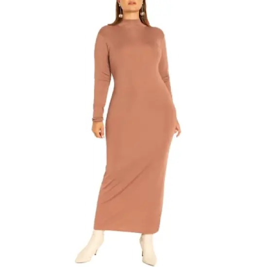 ELOQUII Women&rsquo;s Plus Size Mock Neck Slick Maxi Dress image {1}