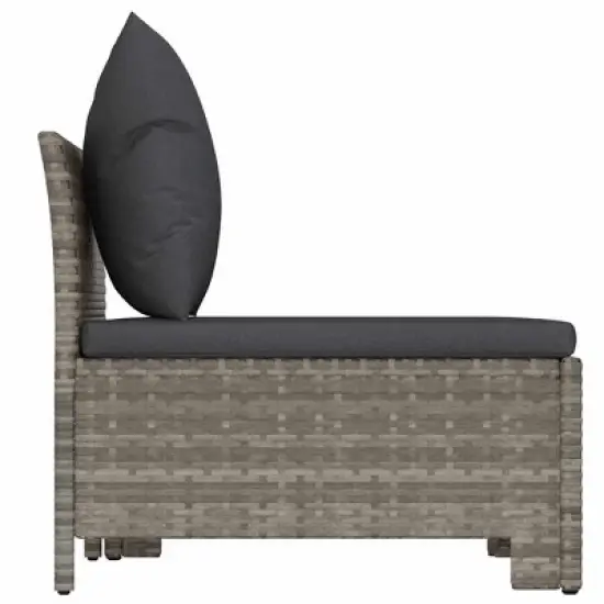 vidaXL Garden Lounge Set Gray Poly rattan Medium Lightweight image {4}