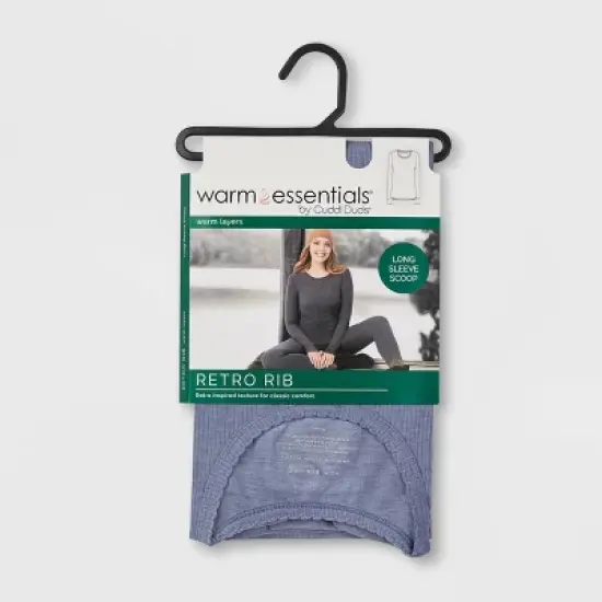 Warm Essentials by Cuddl Duds Women's Retro Ribbed Long Sleeve Scoop Neck Pajama Top image {2}