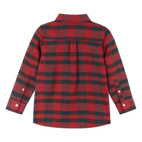 Andy & Evan Kids Boys Holiday Plaid Flannel And Bowtie Set Red, Size 7 image {1}