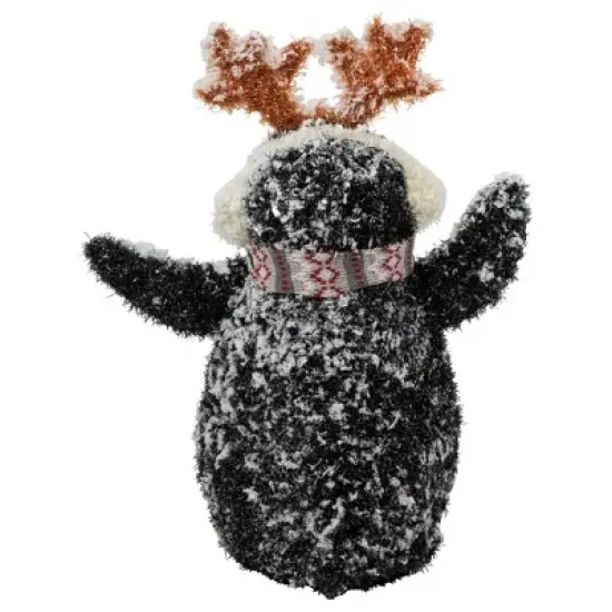 Northlight 22" Lighted Snowy Penguin in Antler Hat Outdoor Christmas Decoration image {5}
