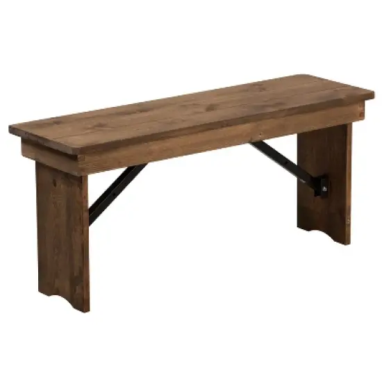 Merrick Lane Antique Solid Pine Folding Farmhouse Style Bench image {12}