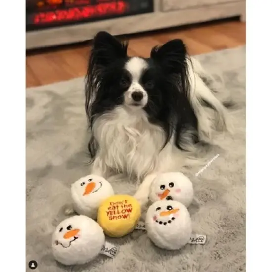 Midlee Snowball Fight Plush Dog Toy - 3" image {3}