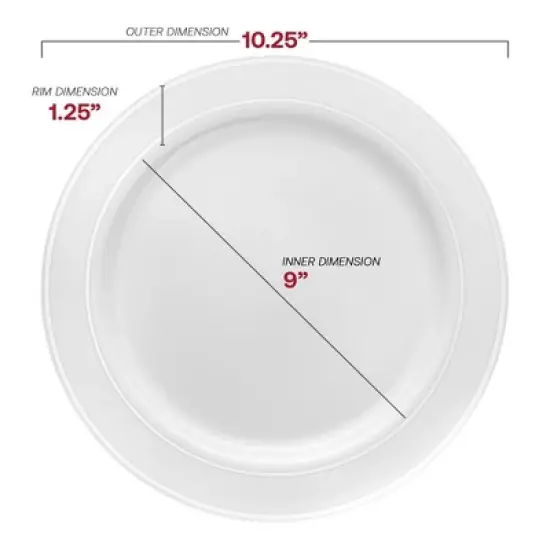 Smarty Had A Party 10.25" White w/ Silver Edge Rim Plastic Dinner Plates - 120 pcs image {2}