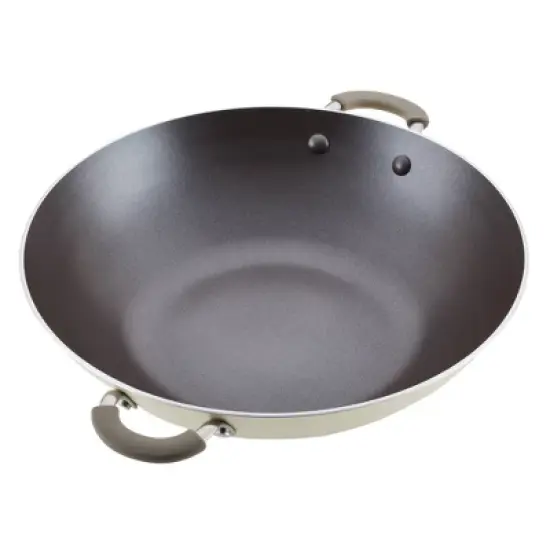 Rachael Ray Cook + Create 14" Nonstick Aluminum Wok Almond image {6}