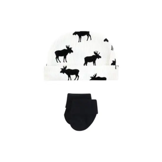 Hudson Baby Boys Thermal Preemie Layette Set 4pc Long Sleeve Outfit, Moose, Preemie image {2}