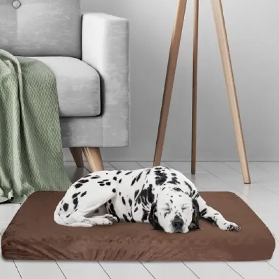 Orthopedic Dog Bed - 2-Layer Pet Bed for Floor, Kennel, or Crate with Removable Washable Cover - 46x27 Dog Bed for Large Dogs by PETMAKER (Brown) image {5}