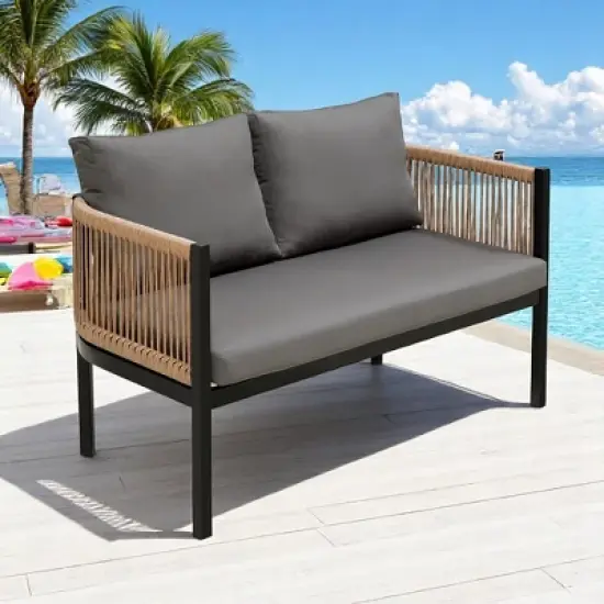 Modular Multi-Person Outdoor Sofa Set with Tempered Glass Table &acirc;&acirc;&sbquo;?Ideal for Garden, Backyard, and Balcony image {13}