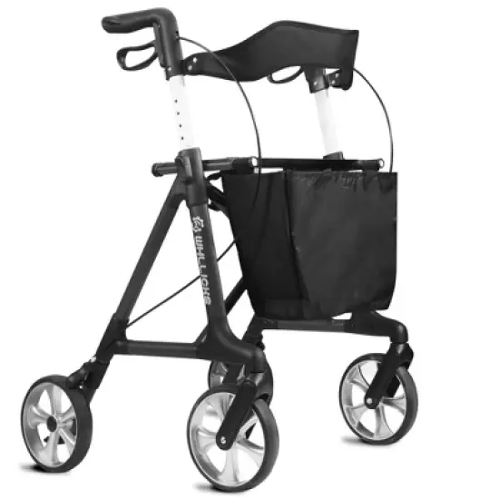 Whlicks Foldable Rollator Walkers with Seat for Seniors,  Adjustable Handles Height, 330 lbs Weight Capacity, Lightweight Rolling Walker, Black image {7}