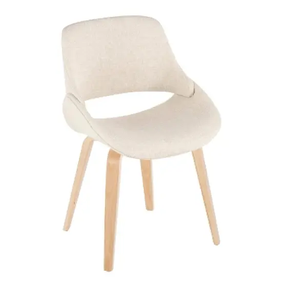 LumiSource Set of 2 Fabrico Dining Chairs Natural/Cream : Upholstered, Wood Frame, Foam Filled, Contemporary Style image {1}