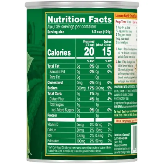 Del Monte Whole Green Beans - 14.5oz image {1}