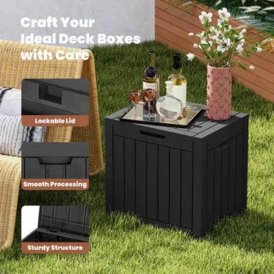 JIONJOY 30Gal Heavy-Duty Waterproof Deck Box w/Lockable Security Lid - UV Resistant Resin Storage image {5}