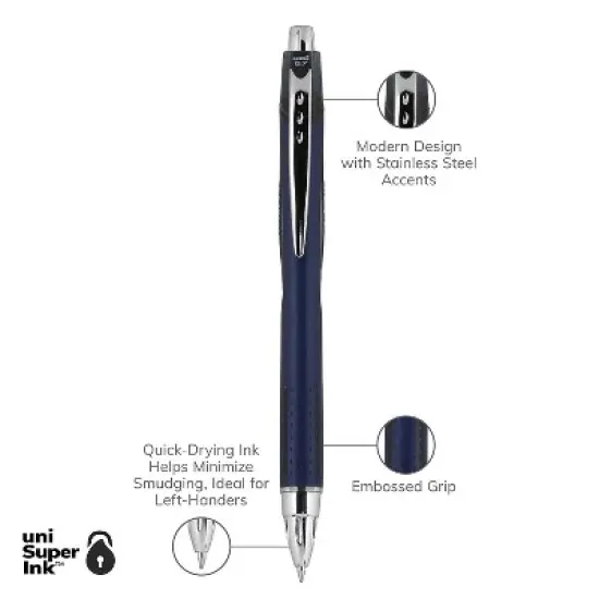 uni-ball uni Jetstream RT Ballpoint Pens Fine Point 0.7mm Black Ink Dozen (62152) image {7}