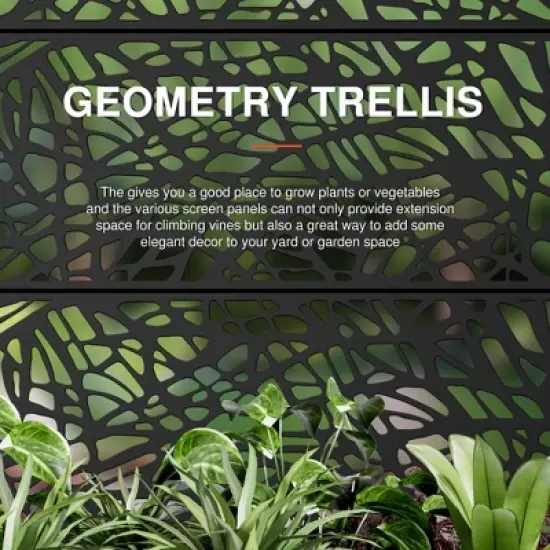 PexFix 72 in. x 47 in. Outdoor Metal Trellis with Planter Box in Web Pattern in Black image {6}