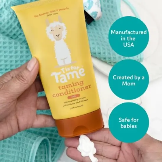 T is for Tame &ndash; Hair Taming Conditioner for Kids with Curls, Natural, Anti-Frizz, Detangles & Defines Curls, Safe for Babies and Toddlers, 5.07 fl oz image {4}