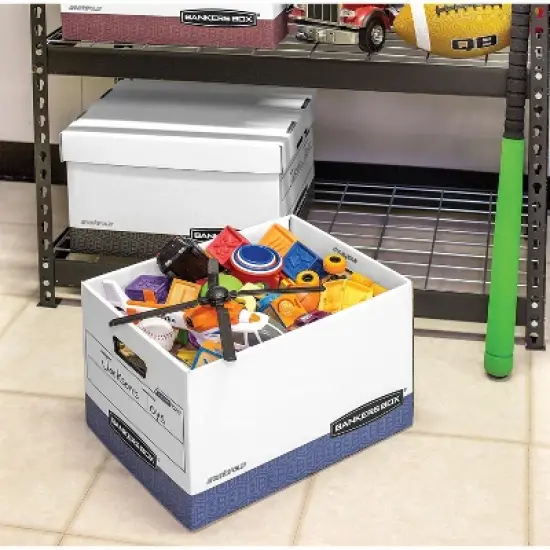 Bankers Box R-KIVE Max Storage Box Letter/Legal Locking Lid White/Blue 12/Carton 07243 image {3}