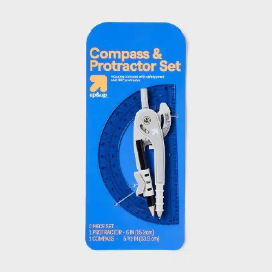 Compass and Protractor Set Gray - up&up&trade;: Plastic Measuring Tools for Math and Drawing, Kids Ruler, 6" Range image {3}