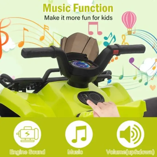 Kids 6V ATV 4 Wheeler, Ride on Toy Car for Toddlers Boys & Girls w/1.8 Mph Max Speed, Music, Wear-Resistant Wheels, Kids Electric Cars for 3-8 image {3}