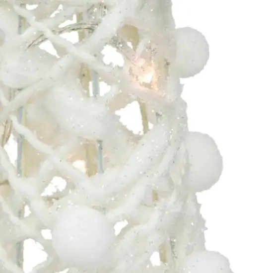 Northlight LED Lighted Glittered Cone Tree Christmas Decorations - 39.25" - White - Set of 3 image {3}