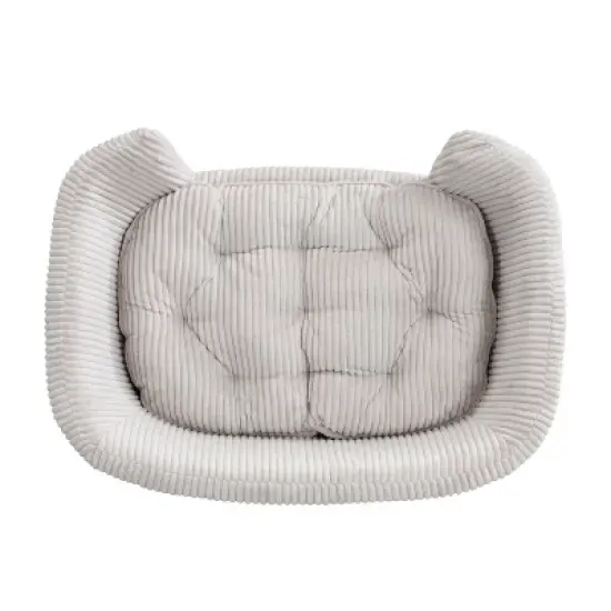 Gulches Beige Pet Bed - Elevated Corduroy Couch with Rubber Wood Legs for Small Dogs image {7}
