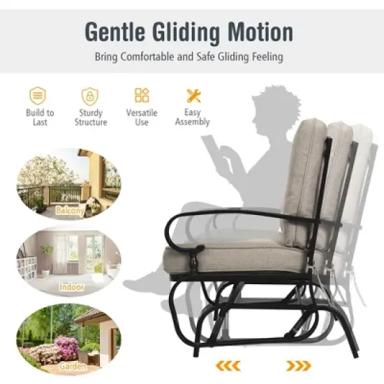 Costway 2-Person Outdoor Swing Glider Chair Bench Loveseat Cushioned Sofa image {6}