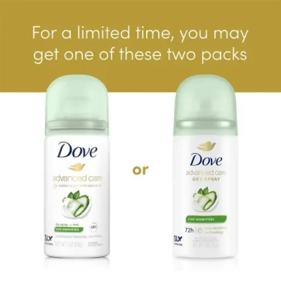 Dove Beauty Mini Advanced Care Cool Essentials Antiperspirant & Deodorant Dry Spray - Travel Size - 1oz image {2}