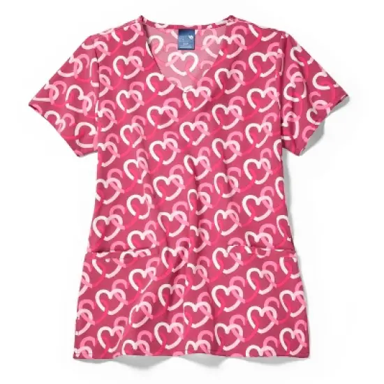 Zoe and Chloe Zoe+Chloe V-Neck Border Print Scrub Top image {1}