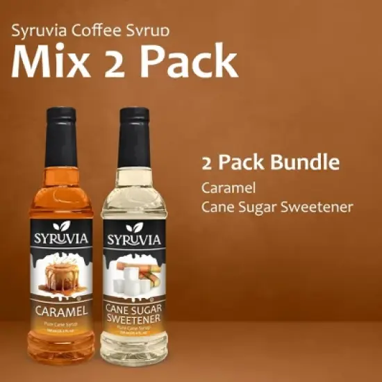 Syruvia Coffee Flavors Variety Pack: Caramel & Cane Sugar Sweetener 25.4 fl oz Syrup image {5}
