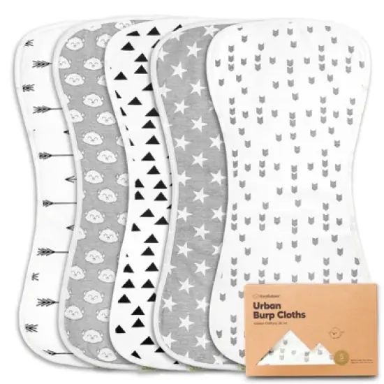 5pk Urban Baby Burp Cloths, Organic Burping Cloth for Babies, Burp Rags for Baby Girls, Boys image {14}