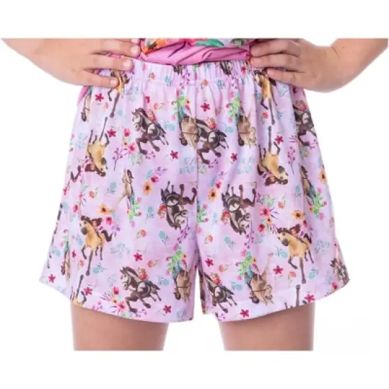 Girls' Spirit Untamed Movie Horse Lucky Sleep Pajama Set Shorts Crewneck Pink image {3}