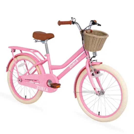 DSVIMOY 20 inch Girls Bike with Basket for 7-10 Years Old Kids, No Training Wheels Included, Pink, 55.51"*21.26"*32.48" image {5}