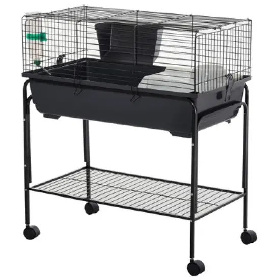 PawHut Two-Story Small Animal Cage Removable from Stand, Guinea Pig, Hedgehog, Chinchilla, Ferret, Shelf & Wheels image {5}
