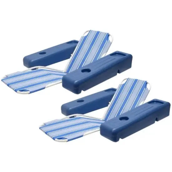 Poolmaster Caribbean Retro Floating Chaise Pool Lounger Recliner 2pk - Blue Striped image {3}