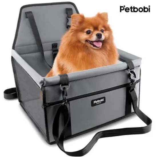 Petbobi Dog Car Booster Seat for Cat Holiday Gift Pet Bag Portable and Breathable with Seat Belt with Clip on Leash and Storage Pocket, Pink image {8}
