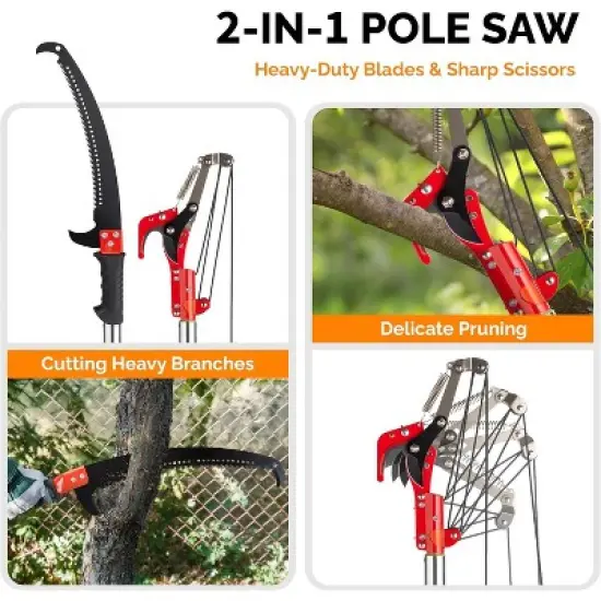 VINGLI 24ft Manual Pole Saws, Extendable Tree Trimmers Long Handle Pruner for Pruning Palms and Shrubs image {1}