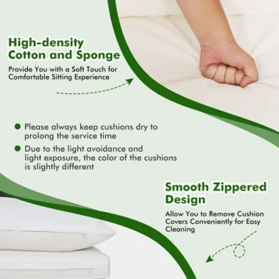 Tangkula 5PCS Rattan Patio Conversation Sofa Set Outdoor Furniture Set w/ Off White Cushions image {4}