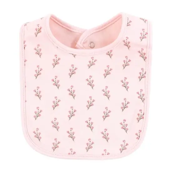 Hudson Baby Infant Girl Cotton Bibs, Soft Painted Floral, One Size image {4}