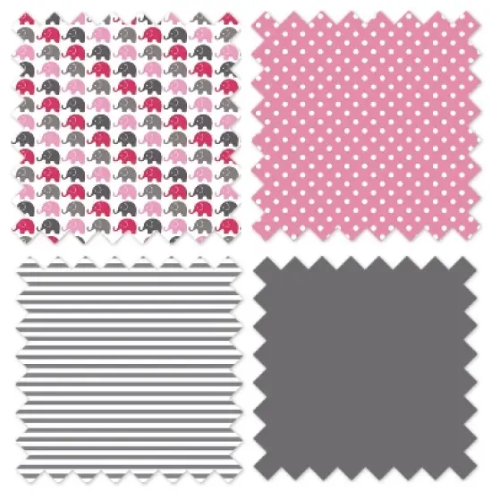 Bacati - Elephants Pink/Fuschia/Gray Mini Elephants Quilted Top Changing Pad Cover image {7}